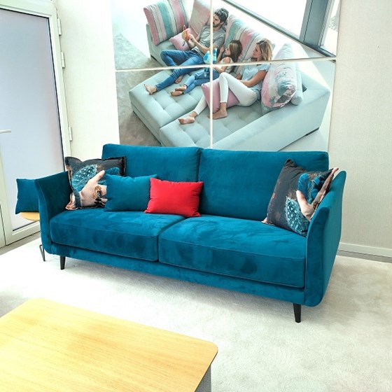 Helsinki DESIGN ZETEL 3-ZIT fluweel blauw SOLDEN SHOWROOMMODEL